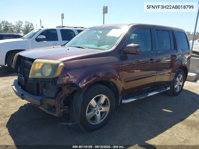 2010 Honda Pilot Lx VIN: 5FNYF3H22AB018799 Lot: 40118105