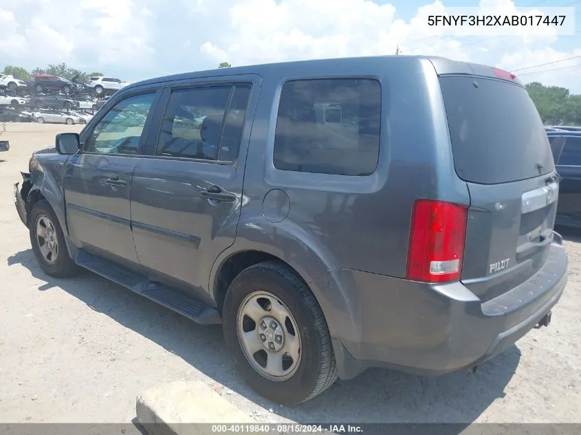 2010 Honda Pilot Lx VIN: 5FNYF3H2XAB017447 Lot: 40119840