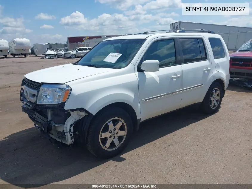 2010 Honda Pilot Touring VIN: 5FNYF4H90AB008727 Lot: 40123814