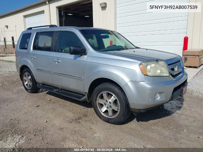 2010 Honda Pilot Touring VIN: 5FNYF3H92AB007539 Lot: 40154762