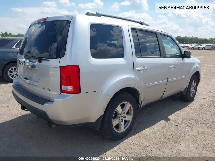 2010 Honda Pilot Ex VIN: 5FNYF4H40AB009963 Lot: 40225920