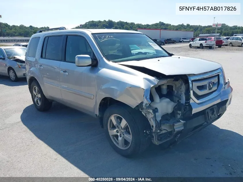 2010 Honda Pilot Ex-L VIN: 5FNYF4H57AB017826 Lot: 40250028