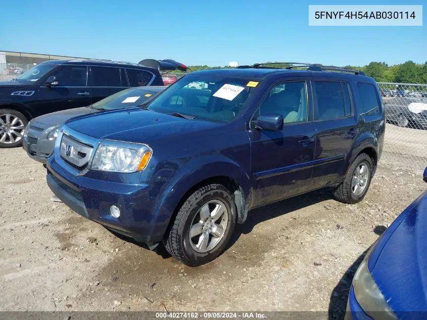 2010 Honda Pilot Ex-L VIN: 5FNYF4H54AB030114 Lot: 40274162