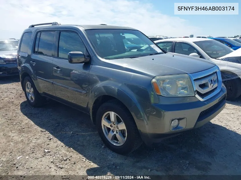 2010 Honda Pilot Ex VIN: 5FNYF3H46AB003174 Lot: 40275226