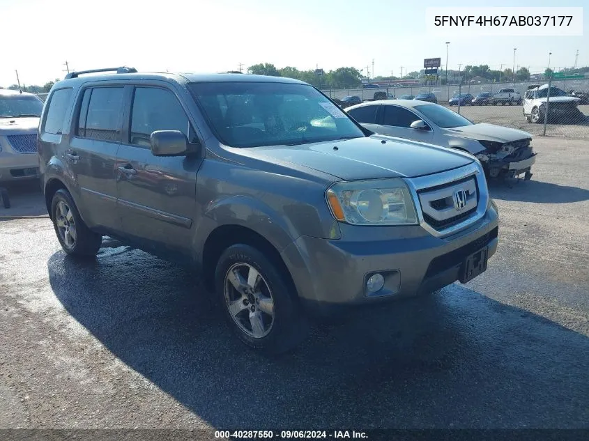 2010 Honda Pilot Ex-L VIN: 5FNYF4H67AB037177 Lot: 40287550