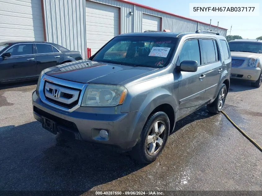 2010 Honda Pilot Ex-L VIN: 5FNYF4H67AB037177 Lot: 40287550