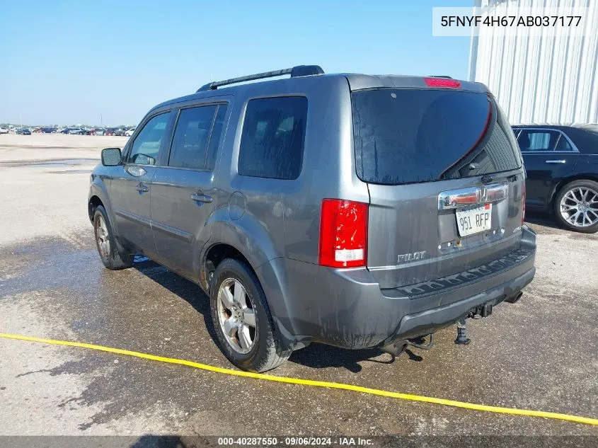 2010 Honda Pilot Ex-L VIN: 5FNYF4H67AB037177 Lot: 40287550