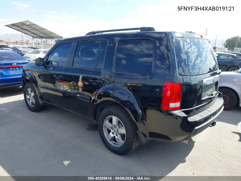 5FNYF3H4XAB019121 2010 Honda Pilot Ex