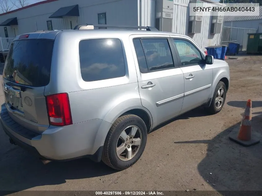 5FNYF4H66AB040443 2010 Honda Pilot Exl