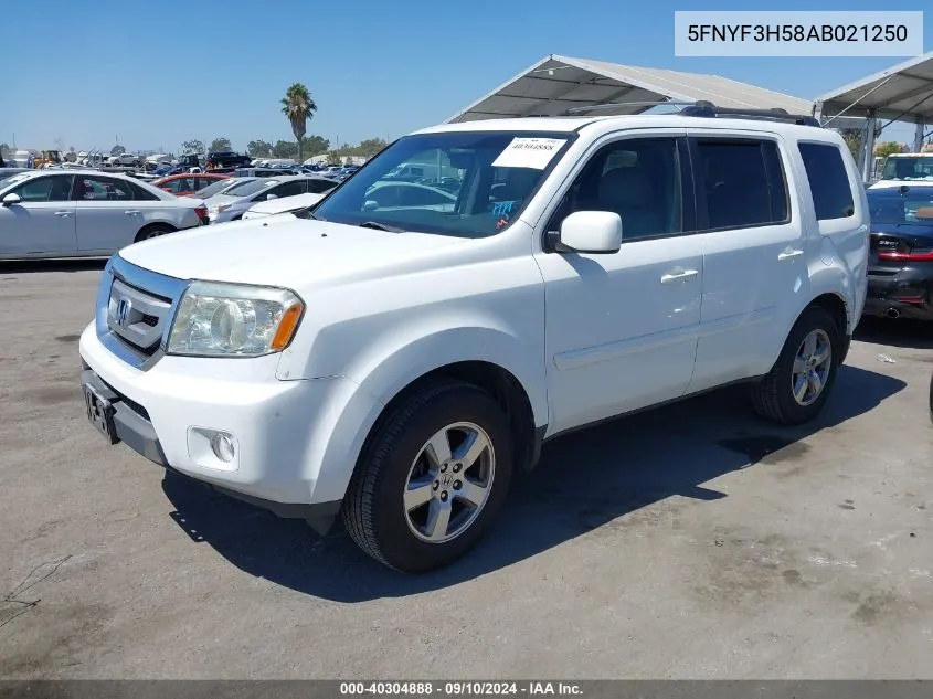 2010 Honda Pilot Exl VIN: 5FNYF3H58AB021250 Lot: 40304888