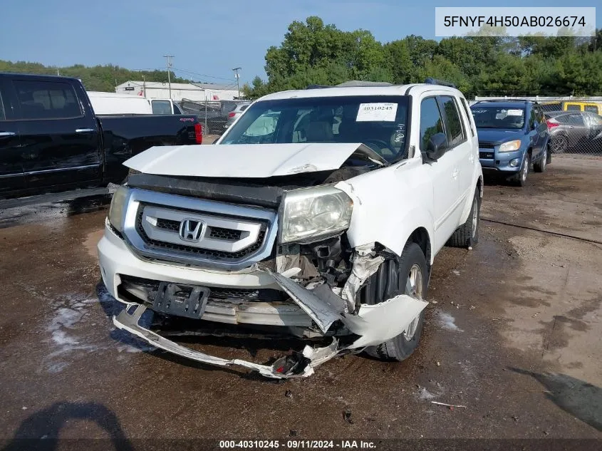 2010 Honda Pilot Ex-L VIN: 5FNYF4H50AB026674 Lot: 40310245