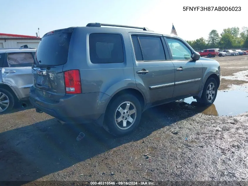 2010 Honda Pilot Touring VIN: 5FNYF3H87AB006023 Lot: 40310546