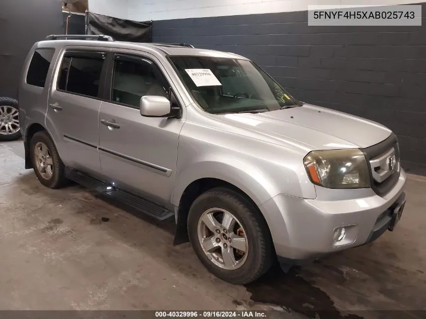 2010 Honda Pilot Ex-L VIN: 5FNYF4H5XAB025743 Lot: 40329996