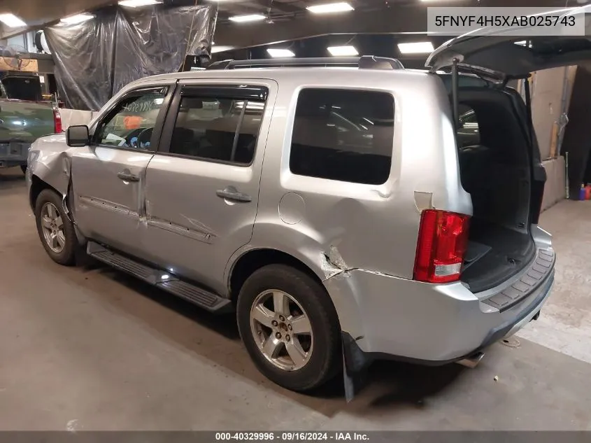 5FNYF4H5XAB025743 2010 Honda Pilot Ex-L