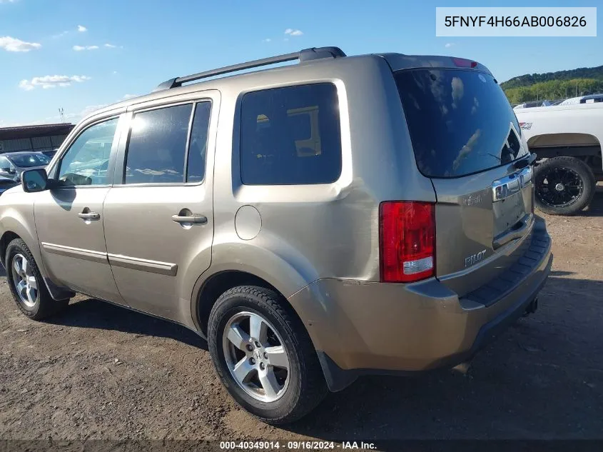 2010 Honda Pilot Ex-L VIN: 5FNYF4H66AB006826 Lot: 40349014