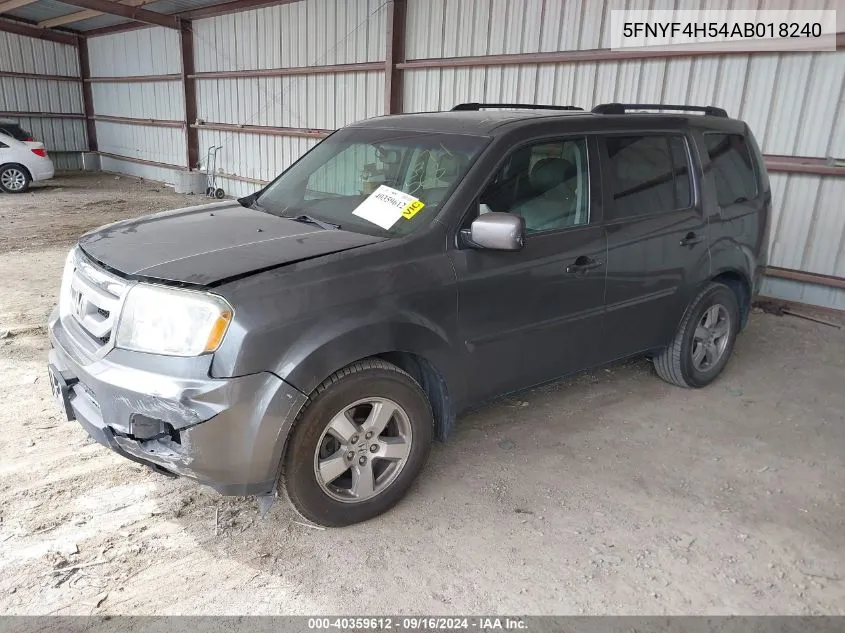 2010 Honda Pilot Ex-L VIN: 5FNYF4H54AB018240 Lot: 40359612