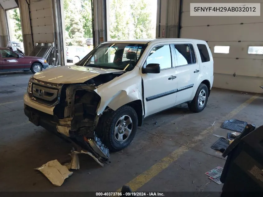 2010 Honda Pilot Lx VIN: 5FNYF4H29AB032012 Lot: 40373786