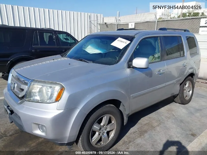 2010 Honda Pilot Ex-L VIN: 5FNYF3H54AB004526 Lot: 40380979