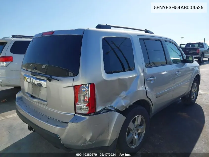 2010 Honda Pilot Ex-L VIN: 5FNYF3H54AB004526 Lot: 40380979