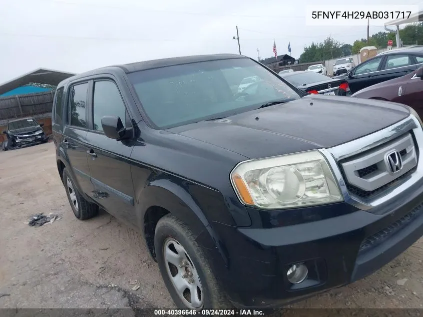 2010 Honda Pilot Lx VIN: 5FNYF4H29AB031717 Lot: 40396646