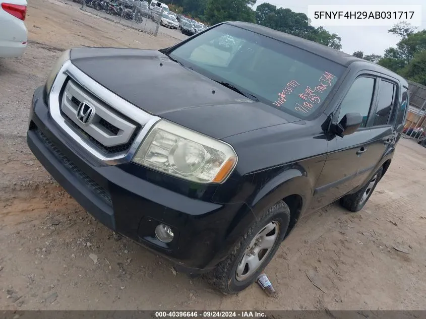 2010 Honda Pilot Lx VIN: 5FNYF4H29AB031717 Lot: 40396646