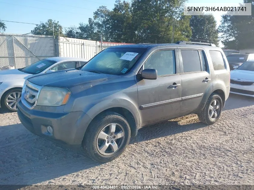 2010 Honda Pilot Ex-L VIN: 5FNYF3H64AB021741 Lot: 40424401