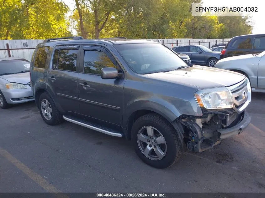 2010 Honda Pilot Exl VIN: 5FNYF3H51AB004032 Lot: 40436324