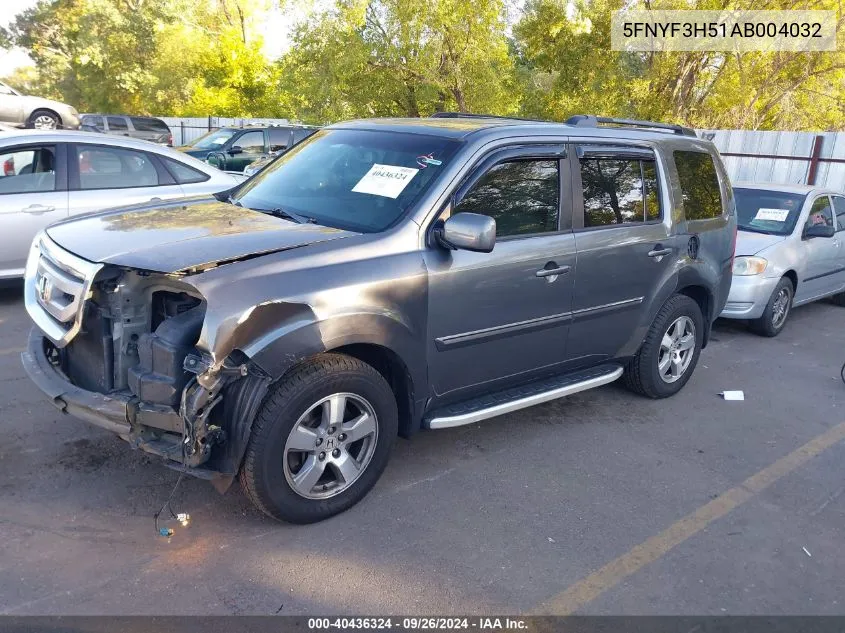 2010 Honda Pilot Exl VIN: 5FNYF3H51AB004032 Lot: 40436324