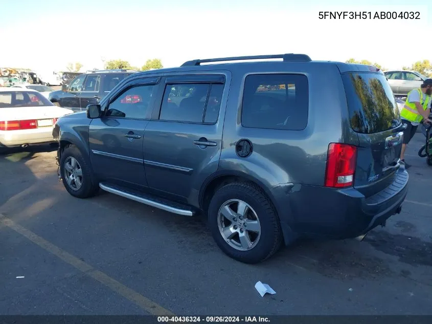 2010 Honda Pilot Exl VIN: 5FNYF3H51AB004032 Lot: 40436324