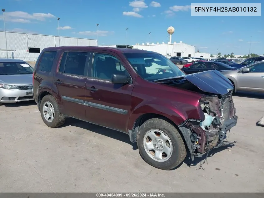 5FNYF4H28AB010132 2010 Honda Pilot Lx