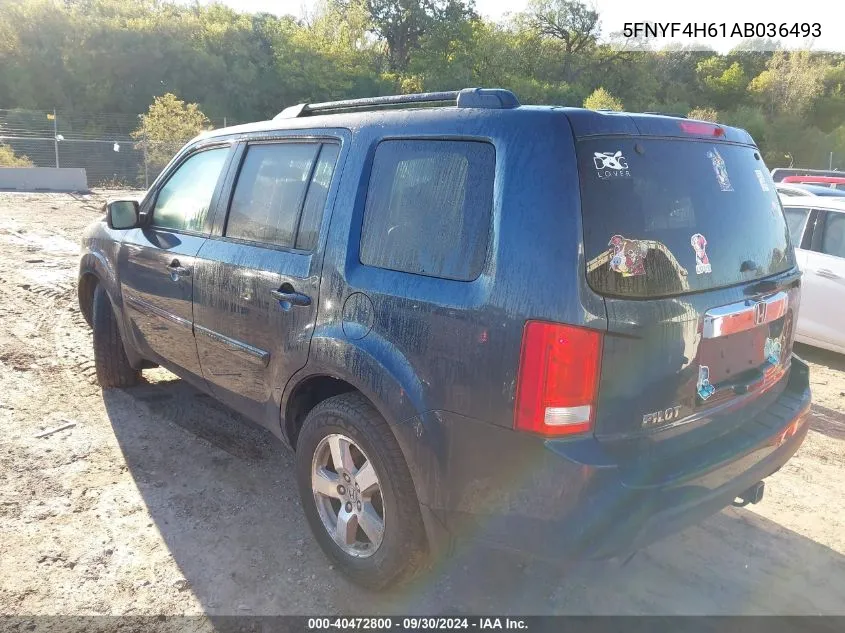 2010 Honda Pilot Ex-L VIN: 5FNYF4H61AB036493 Lot: 40472800