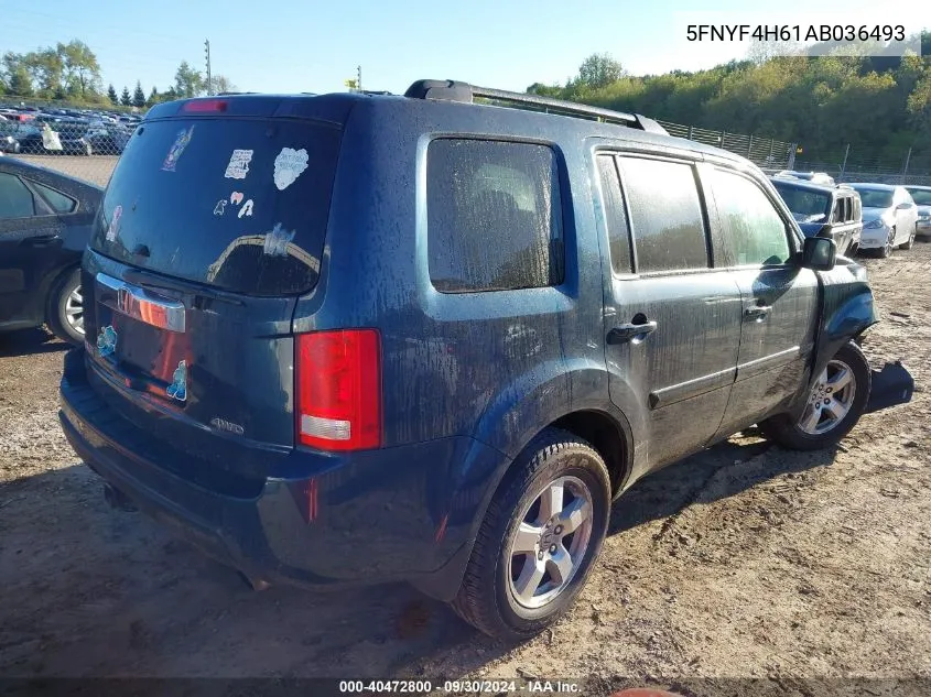 2010 Honda Pilot Ex-L VIN: 5FNYF4H61AB036493 Lot: 40472800