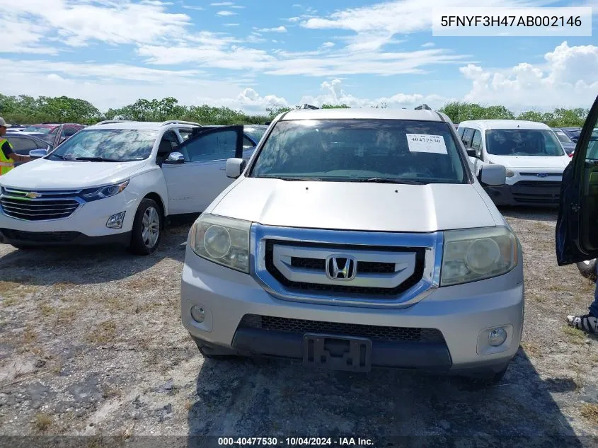 2010 Honda Pilot Ex VIN: 5FNYF3H47AB002146 Lot: 40477530