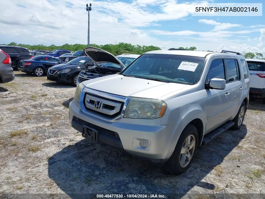 2010 Honda Pilot Ex VIN: 5FNYF3H47AB002146 Lot: 40477530