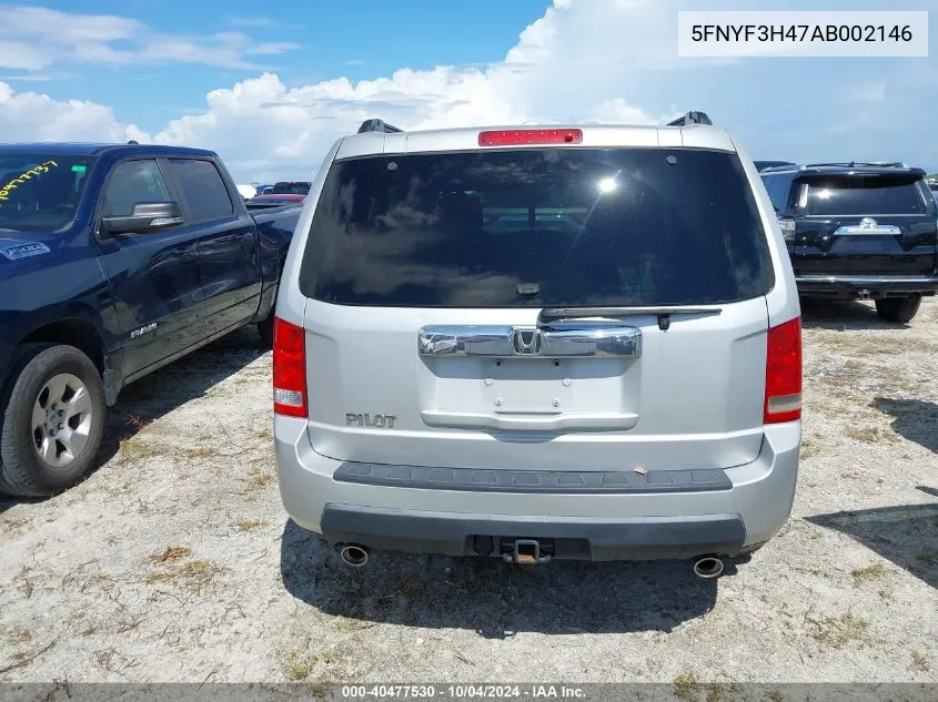 2010 Honda Pilot Ex VIN: 5FNYF3H47AB002146 Lot: 40477530