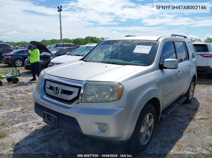 2010 Honda Pilot Ex VIN: 5FNYF3H47AB002146 Lot: 40477530