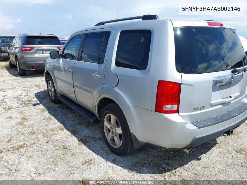 2010 Honda Pilot Ex VIN: 5FNYF3H47AB002146 Lot: 40477530