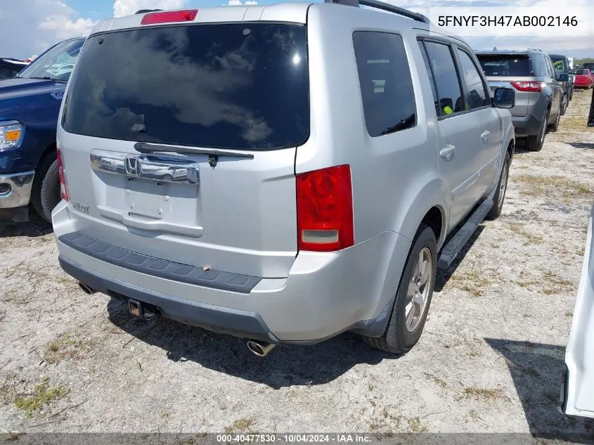 2010 Honda Pilot Ex VIN: 5FNYF3H47AB002146 Lot: 40477530