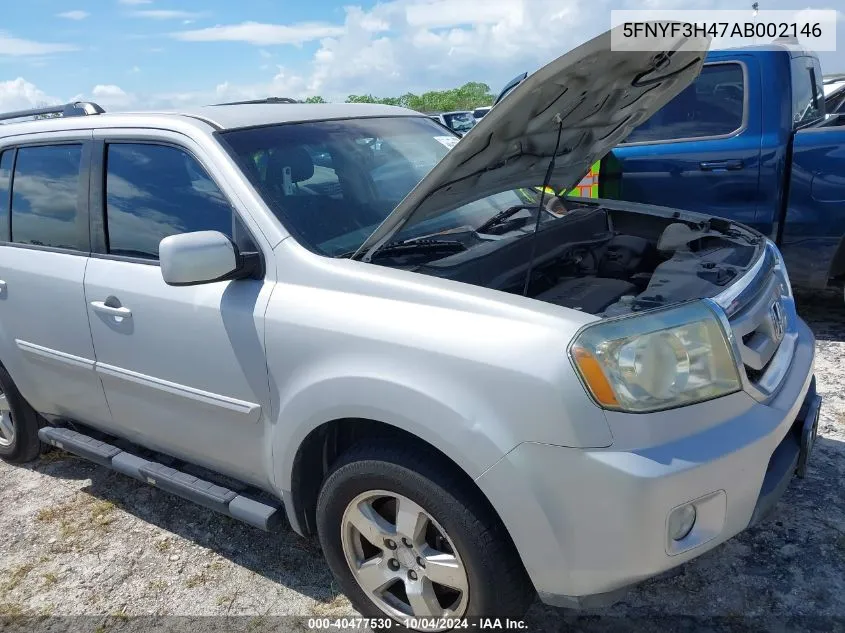 2010 Honda Pilot Ex VIN: 5FNYF3H47AB002146 Lot: 40477530