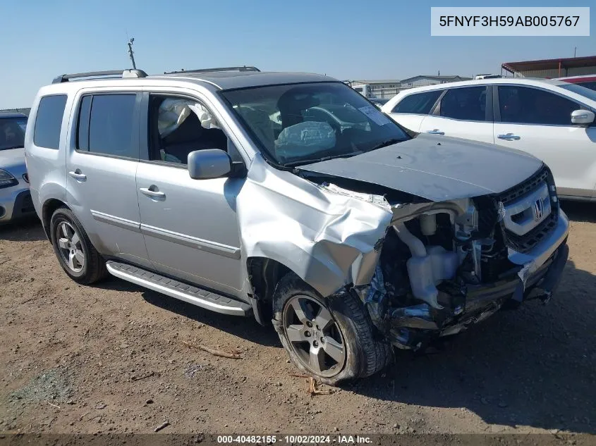 2010 Honda Pilot Ex-L VIN: 5FNYF3H59AB005767 Lot: 40482155