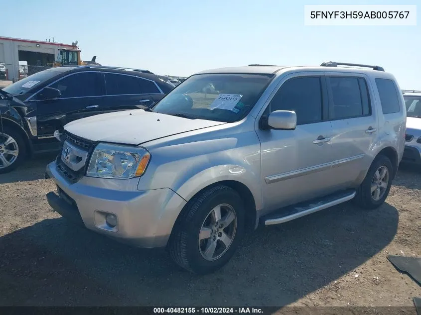 2010 Honda Pilot Ex-L VIN: 5FNYF3H59AB005767 Lot: 40482155