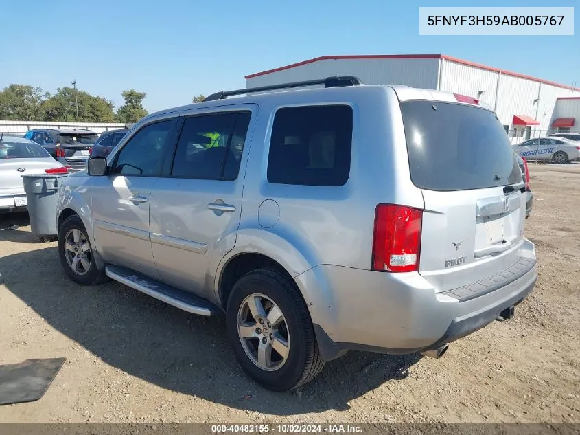 2010 Honda Pilot Ex-L VIN: 5FNYF3H59AB005767 Lot: 40482155