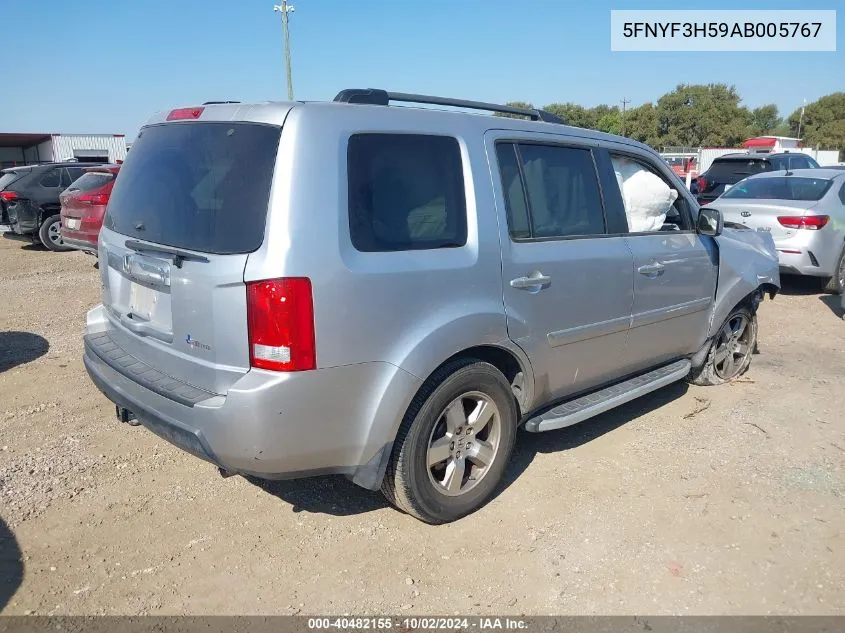 2010 Honda Pilot Ex-L VIN: 5FNYF3H59AB005767 Lot: 40482155