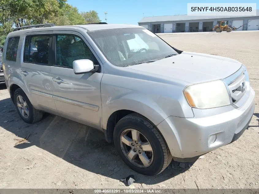 2010 Honda Pilot Ex-L VIN: 5FNYF4H50AB035648 Lot: 40503291