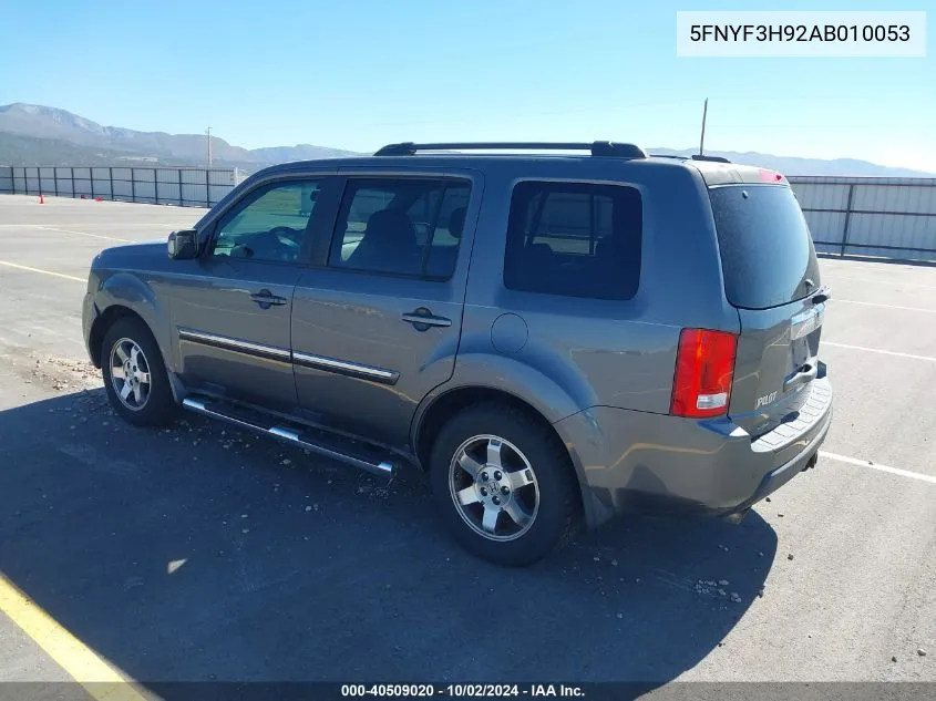 2010 Honda Pilot Touring VIN: 5FNYF3H92AB010053 Lot: 40509020