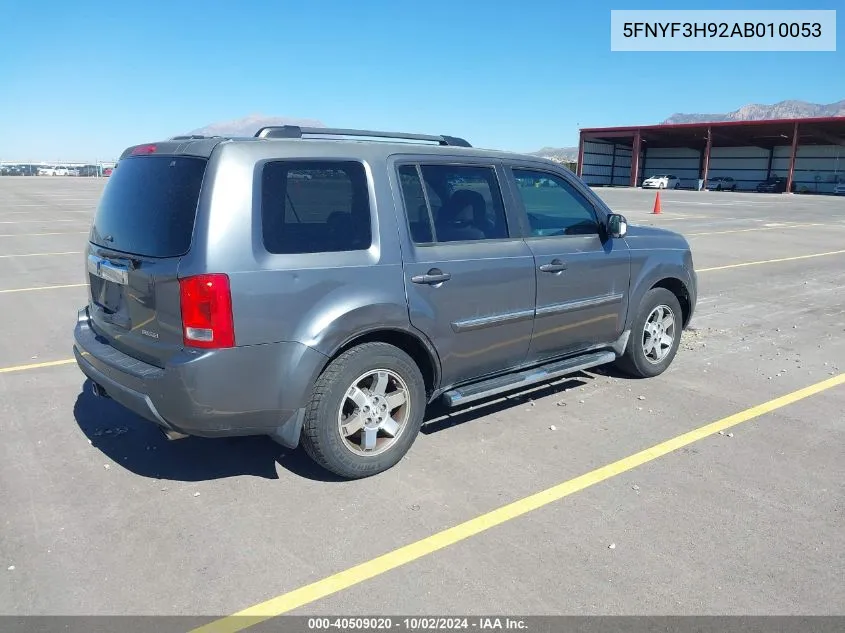 2010 Honda Pilot Touring VIN: 5FNYF3H92AB010053 Lot: 40509020