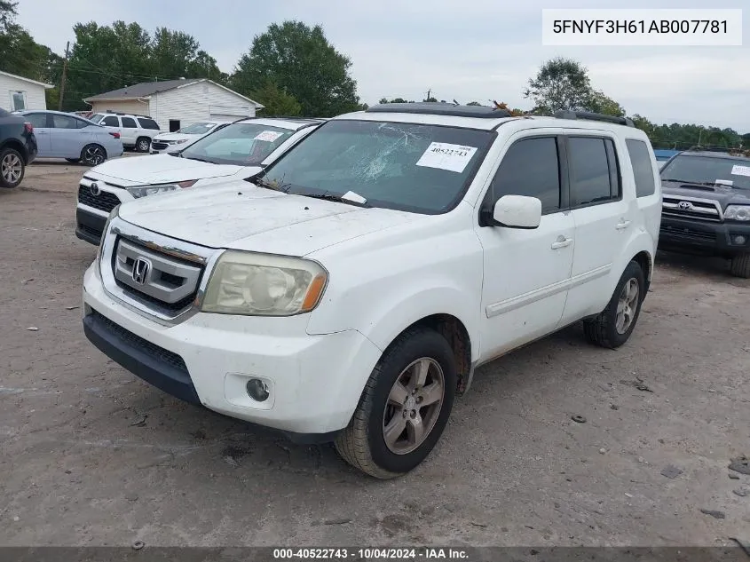 2010 Honda Pilot Ex-L VIN: 5FNYF3H61AB007781 Lot: 40522743