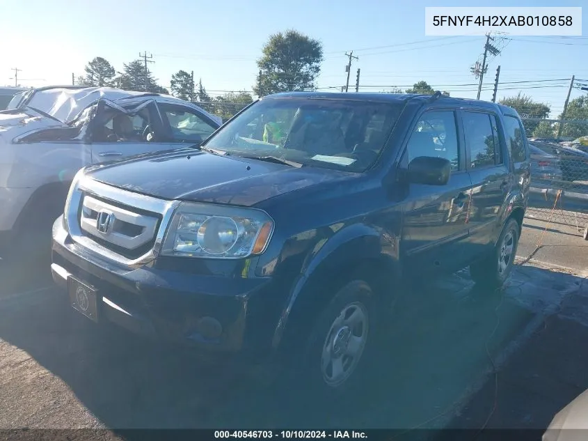 5FNYF4H2XAB010858 2010 Honda Pilot Lx