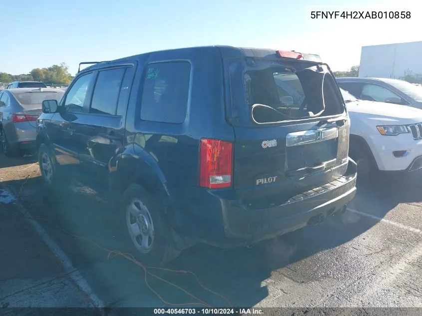 5FNYF4H2XAB010858 2010 Honda Pilot Lx