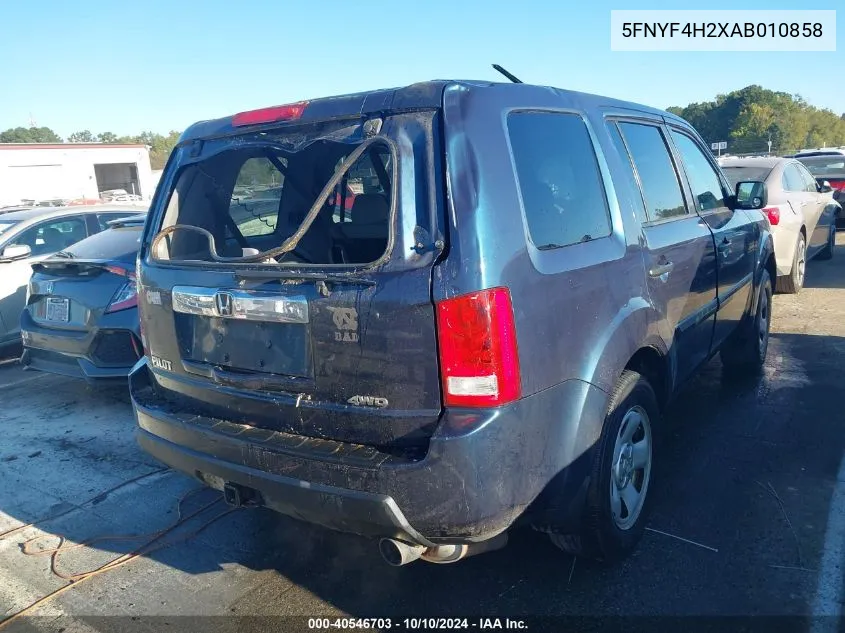 5FNYF4H2XAB010858 2010 Honda Pilot Lx